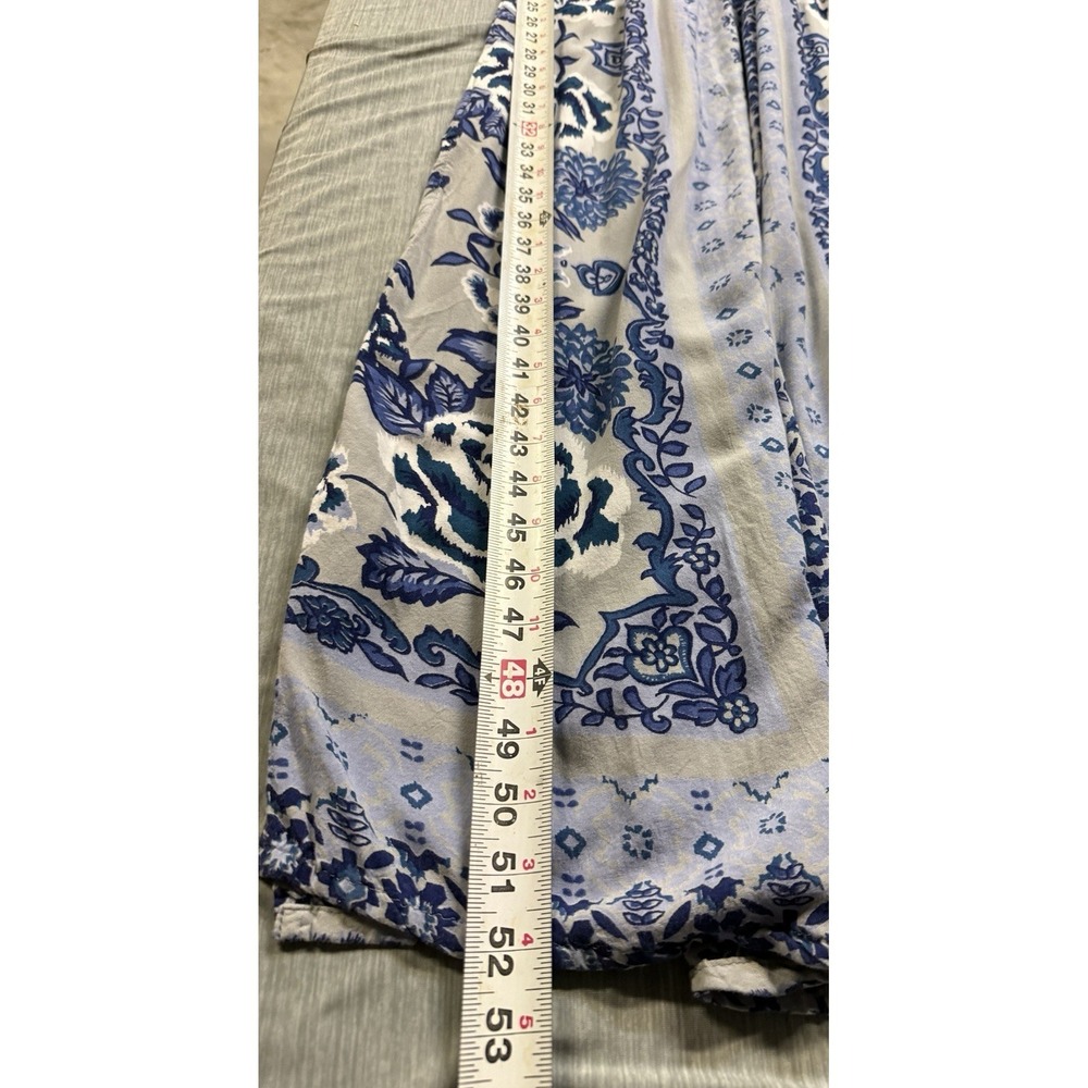 Angie Floral Smocked Maxi Sun Dress Size S Resort Beach Coastal Blue Boho Vaca - Picture 11 of 11